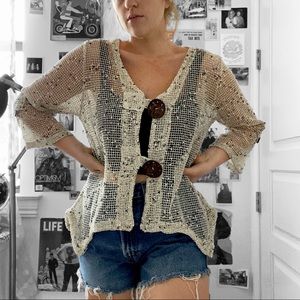 Nina Leonard Funky Vintage Net Top